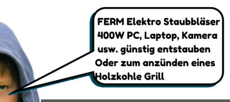 FERM Elektro Staubblser 400W PC, Laptop, Kamera usw. gnstig entstauben Oder zum anznden eines Holzkohle Grill