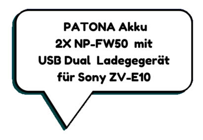 PATONA Akku 2X NP-FW50 mit USB Dual Ladegegert fr Sony ZV-E10